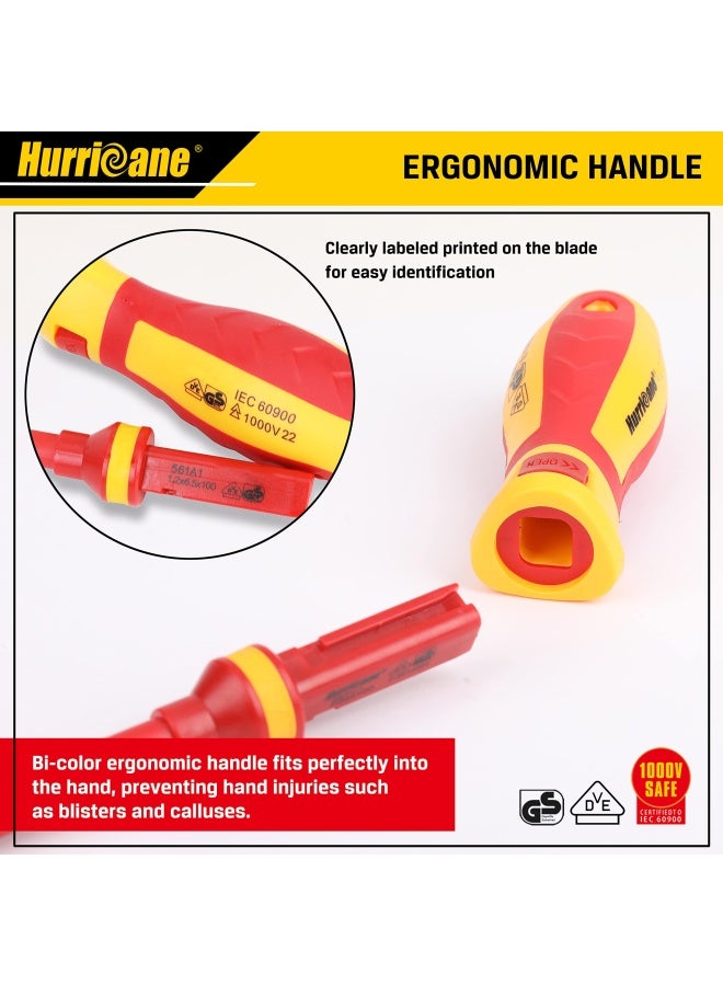 Hurricane 1000V Insulated Electrician Screwdriver Set All-In-One Premium Professional 13-Pieces Cr-V Magnetic Phillips Slotted Pozidriv Torx Screwdriver  - Image 5