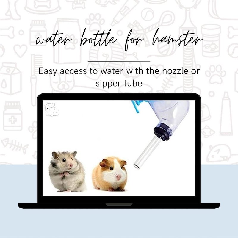 Sage Square زجاجة ماء للهامستر - زجاجة ماء محكمة الإغلاق بسعة 60 مل للهامستر/القوارض/الجربوع/الفئران/خنازير غينيا/الفراء/الأرانب (لون عشوائي) - ابق رطبًا، ابق سعيدًا! - Image 3