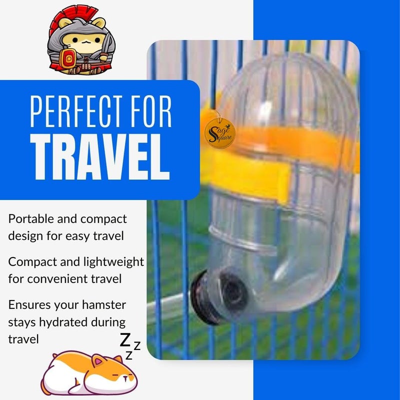 Sage Square زجاجة ماء للهامستر - زجاجة ماء محكمة الإغلاق بسعة 60 مل للهامستر/القوارض/الجربوع/الفئران/خنازير غينيا/الفراء/الأرانب (لون عشوائي) - ابق رطبًا، ابق سعيدًا! - Image 5