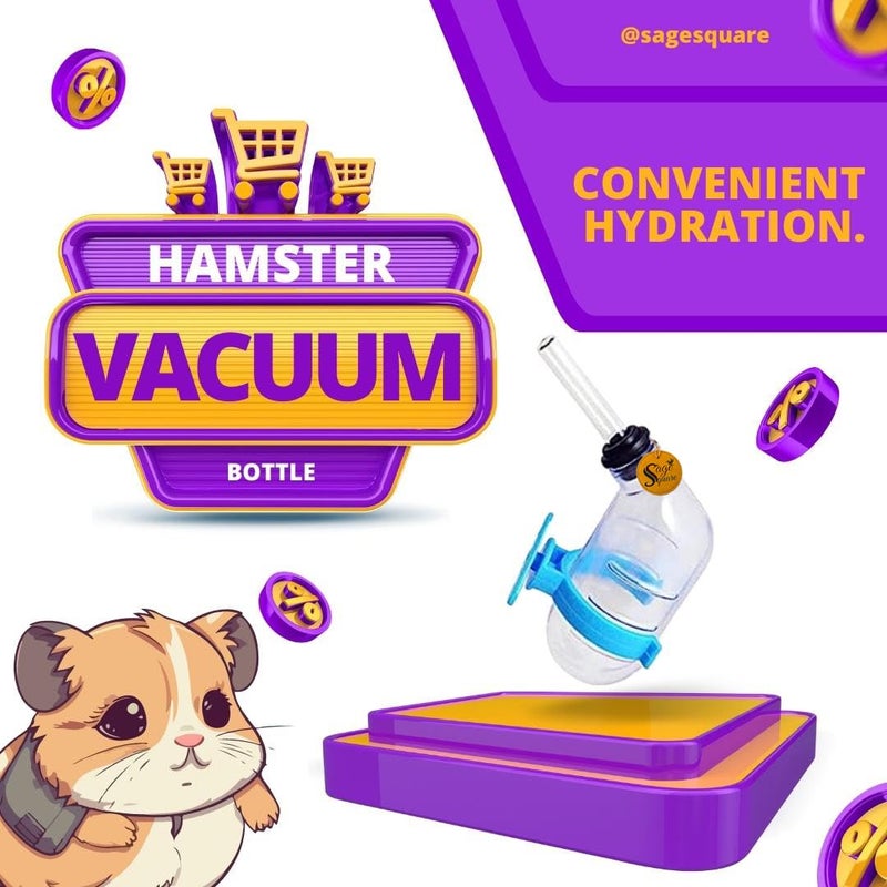 Sage Square زجاجة ماء للهامستر - زجاجة ماء محكمة الإغلاق بسعة 60 مل للهامستر/القوارض/الجربوع/الفئران/خنازير غينيا/الفراء/الأرانب (لون عشوائي) - ابق رطبًا، ابق سعيدًا! - Image 2