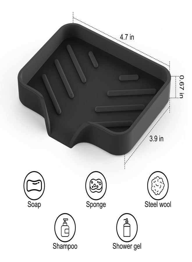 UUGLAM 2 Pack Silicone Soap Dish, Self Draining Soap Dish, Non Slip Bar Soap and Sponge Holder for Bathroom Kitchen Sink Counter Organizer Easy to Clean Soap Tray Waterfall Soap Saver - Image 4