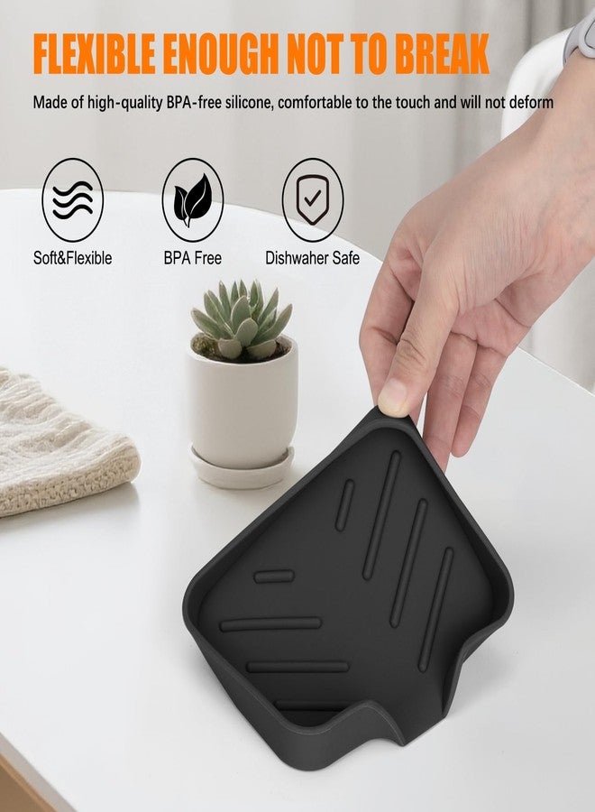 UUGLAM 2 Pack Silicone Soap Dish, Self Draining Soap Dish, Non Slip Bar Soap and Sponge Holder for Bathroom Kitchen Sink Counter Organizer Easy to Clean Soap Tray Waterfall Soap Saver - Image 3