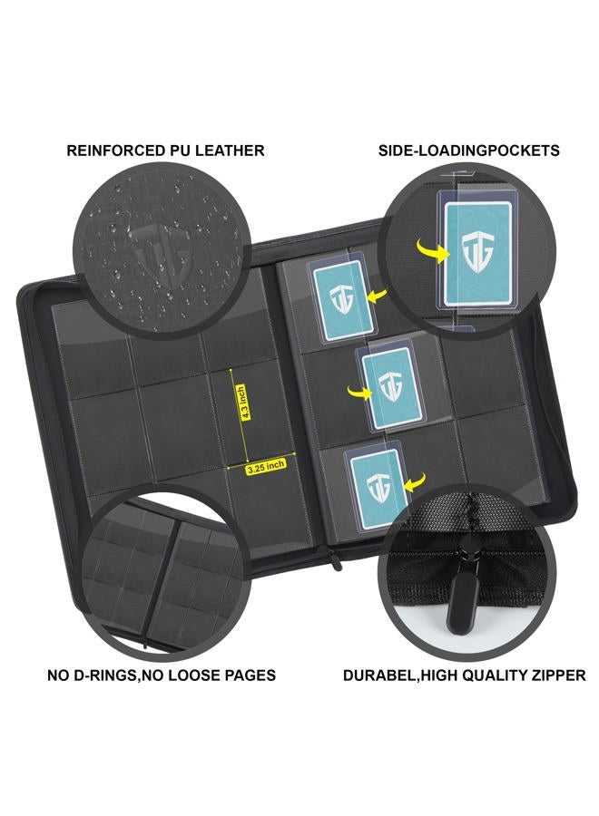 TCGUARD حافظة توploaders من Tcguard، تحمل 216 توploaders، حافظة توploaders بجيوب 9 مع أكمام لتوploaders صلبة بحجم 3"X4"، حافظة بطاقات Tcg، حافظة بطاقات Mtg، حافظة بطاقات التداول (أسود) - Image 3