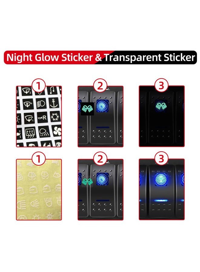 FXC Rocker Switch Aluminum Panel 5 Gang Toggle Switches Dash 5 Pin ON/OFF 2 LED Backlit for Boat Car Marine Red - Image 4