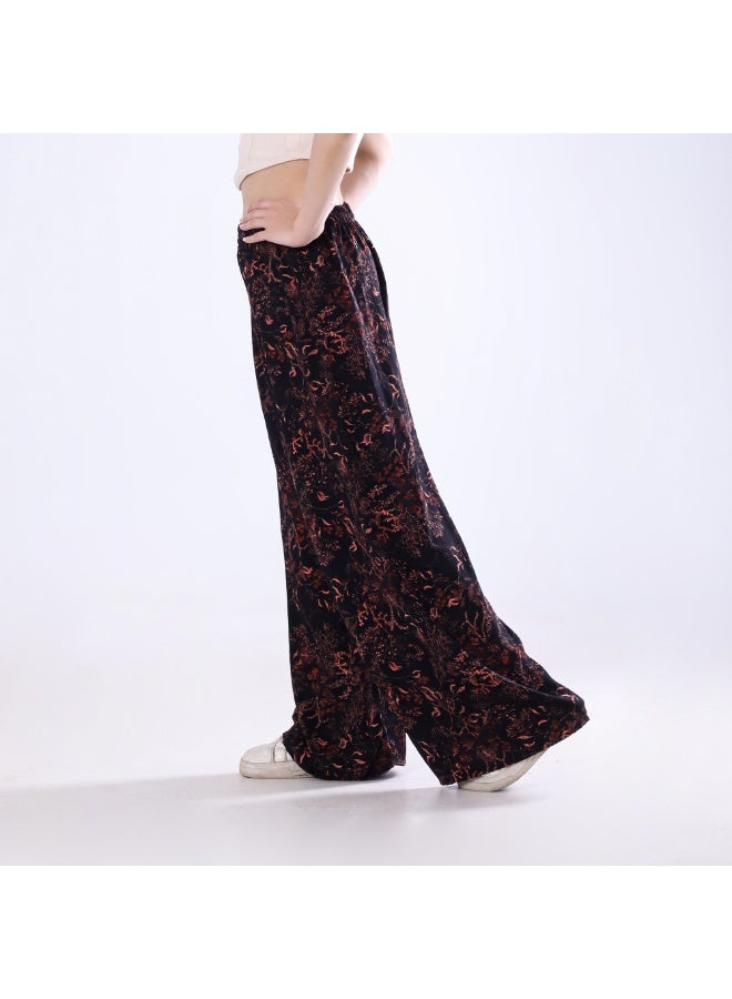 BEBO Women's printed drawstring pants, free size, fits approximately 60-85 kg_Black & Red  - Image 2
