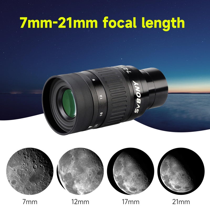 SVBONY SVBONY SV135 Zoom Eyepiece, Zoom 7 to 21mm 1.25 Inch Telescope Eyepiece, 6 Element 4 Group Telescope Accessories for Astronomic Telescopes Visual - Image 3