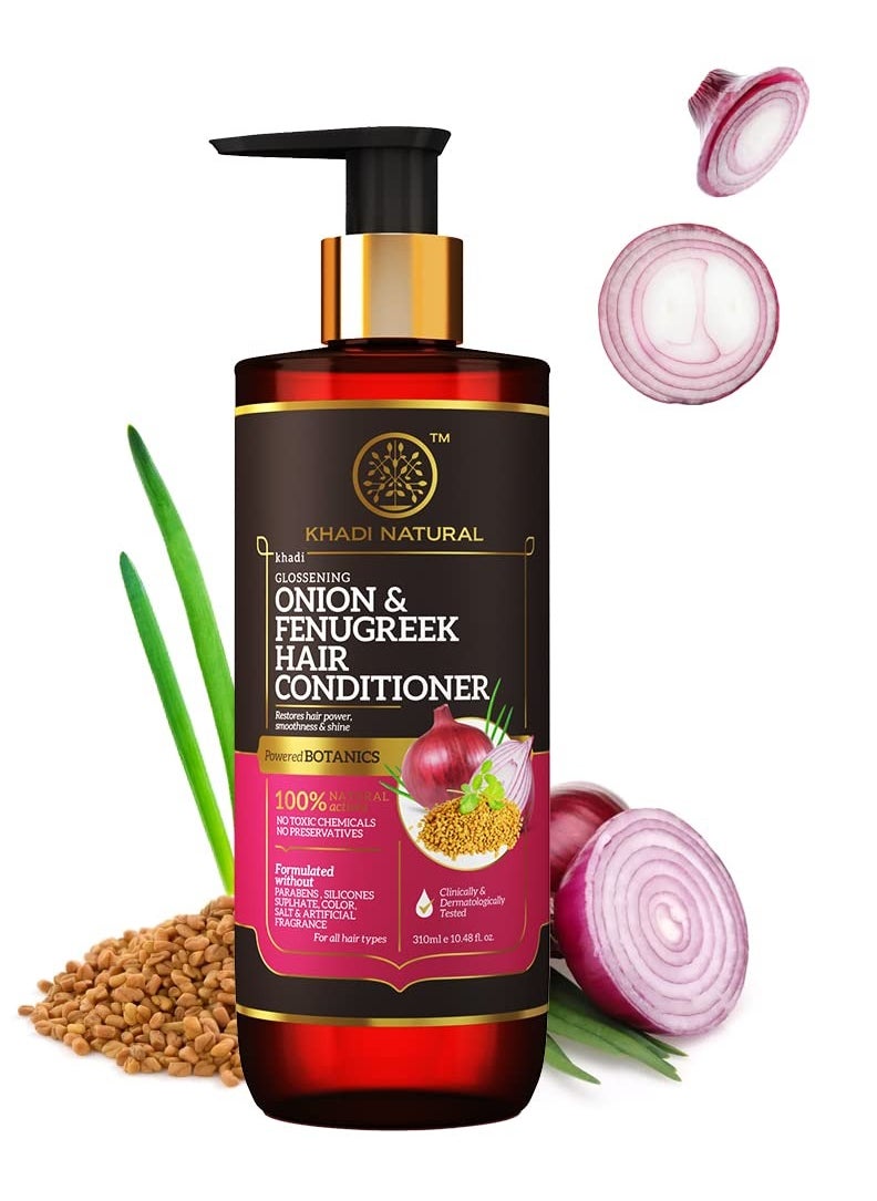 Khadi Natural Khadi Natural Onion and Fenugreek Hair Conditioner Reduce hair fall Boosts circulation in scalp Paraben and Artificial Fragrance Free Suitable for all hair types 310 ml  - Image 1