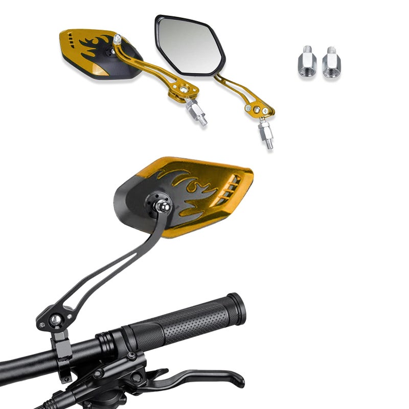 ASUBHA 2PCS Motorcycle Mirrors Scooter Mirrors 360Adjustable Motorcycle Side Mirror with 8mm 10mm Bolt Motorbike Handlebar Wide Angle Rear View Accessories Universal for ATV UTV Dirt Bike - Image 3