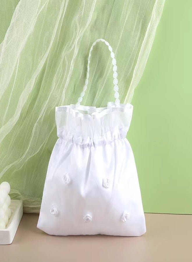 HALONTIN Money Bag for Wedding Day Bridal Purses for Weddings White Evening Bag, Wedding Gift Bag, Large Money Bag Jewelry Bag for Women and Teen - Image 5