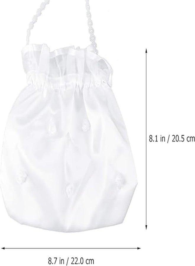 HALONTIN Money Bag for Wedding Day Bridal Purses for Weddings White Evening Bag, Wedding Gift Bag, Large Money Bag Jewelry Bag for Women and Teen - Image 2