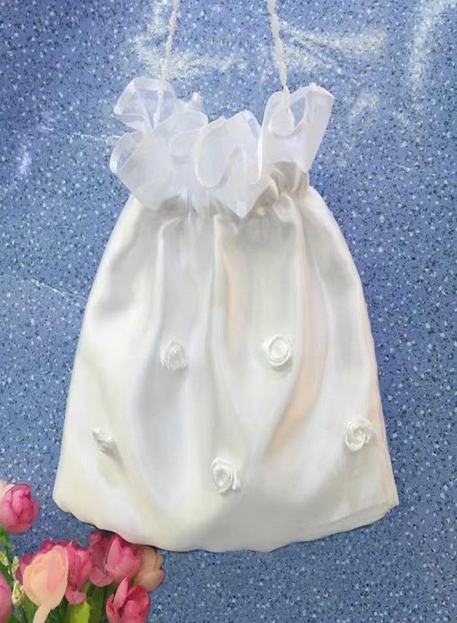 HALONTIN Money Bag for Wedding Day Bridal Purses for Weddings White Evening Bag, Wedding Gift Bag, Large Money Bag Jewelry Bag for Women and Teen - Image 4