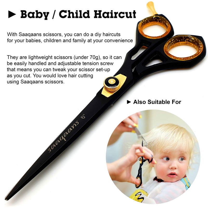 Saaqaans Professional Barber Shears Kit Tools - Hair Cutting Scissors Set for Hairdresser/Hair Salon + Thinning/Texture Hairdressing Haircut Shear for Beautician + Straight Razor + 10 Blades with Case - Image 5