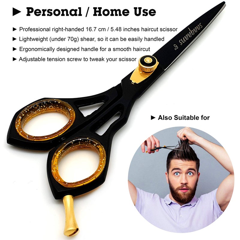 Saaqaans Professional Barber Shears Kit Tools - Hair Cutting Scissors Set for Hairdresser/Hair Salon + Thinning/Texture Hairdressing Haircut Shear for Beautician + Straight Razor + 10 Blades with Case - Image 2