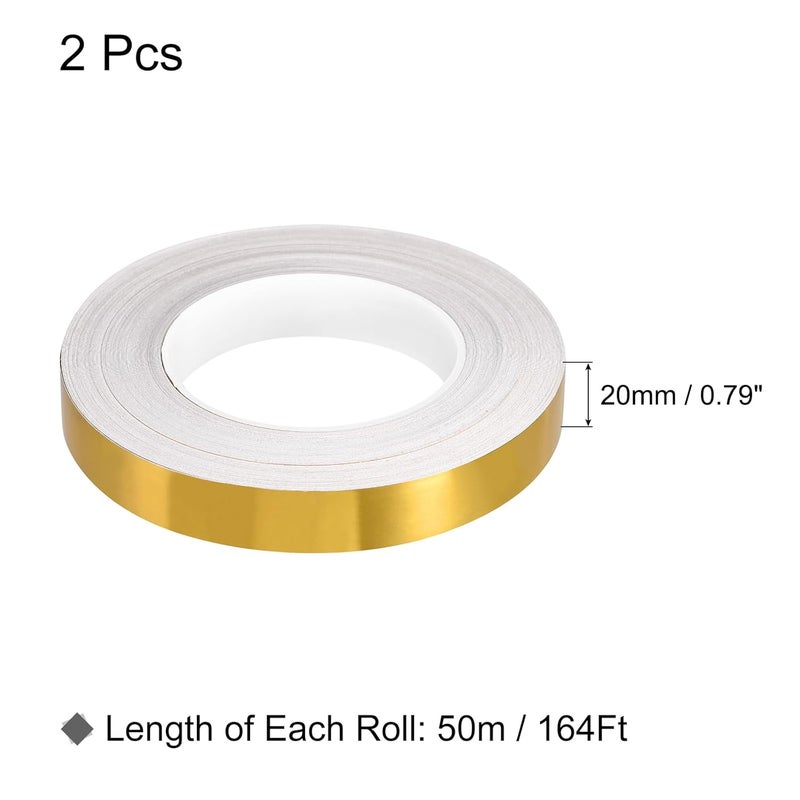 Barebeauty Barebeauty 1Pcs 079 Inchx164 Ft Foil Self Adhesive Tile Sticker Decoration Gap Sealing Tape Strip Waterproof SelfAdhesive Floor Crevice Line Sticker for Wall Cabinet Kitchen Bright Gold  - Image 2