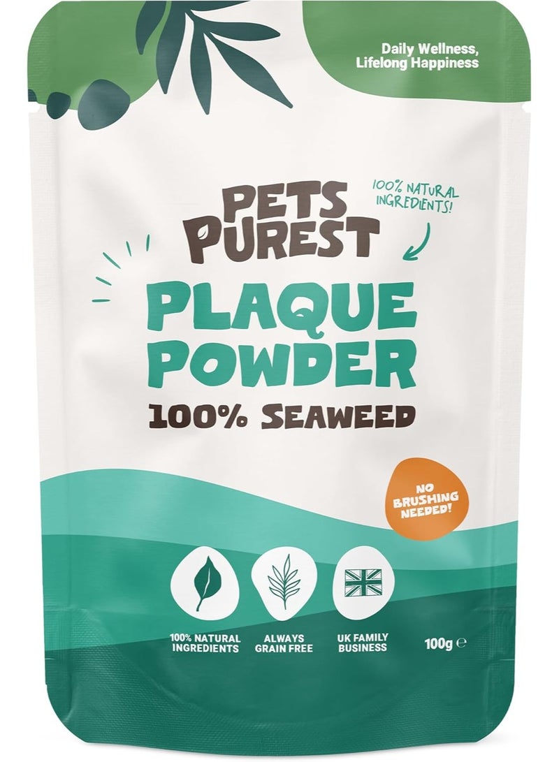 Pets Purest Plaque Off Powder - 100g Pro Tartar Remover for Dogs, Cats & Pets. 100% Natural Bad Breath, Teeth & Gum Oral Health Hygiene Dental Care Formula - Image 1