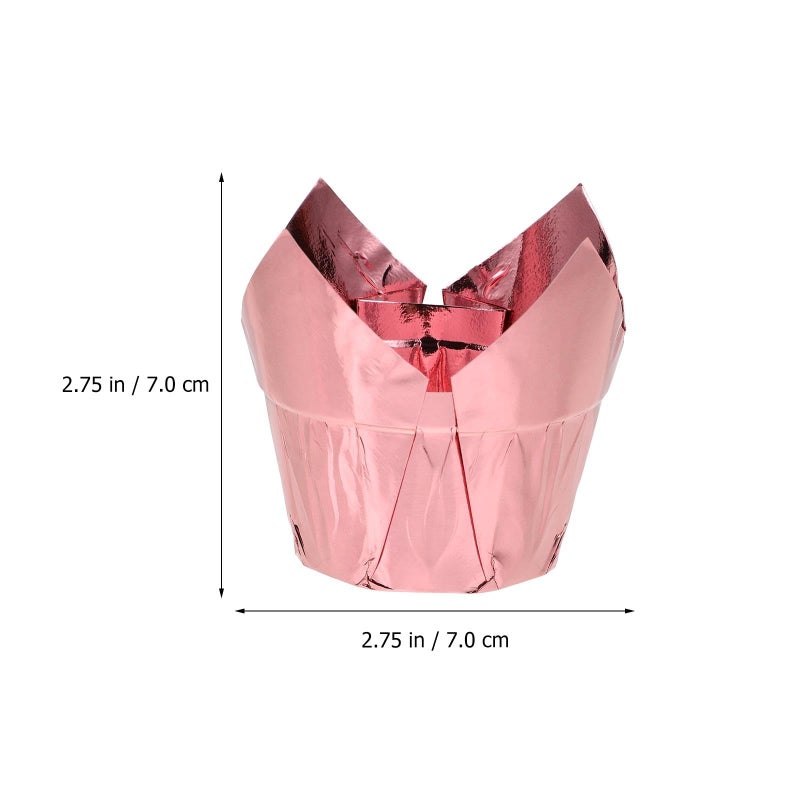 Fluted Rose Gold Cupcake Liners 50pcs Nonstick Oil Resistant Baking Trays for Muffins and Parties - Image 3