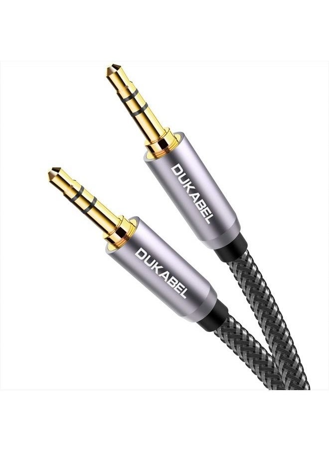 DUKABEL - Top Series Long Audio Cable 16 Feet (5 Meters) - Shielded Aux Cable Cord 3.5mm Male to Male Stereo Auxiliary Cable Cord/Crystal-Nylon Braided / 24K Gold Plated / 99.99% 4N OFC Conductor - Image 1