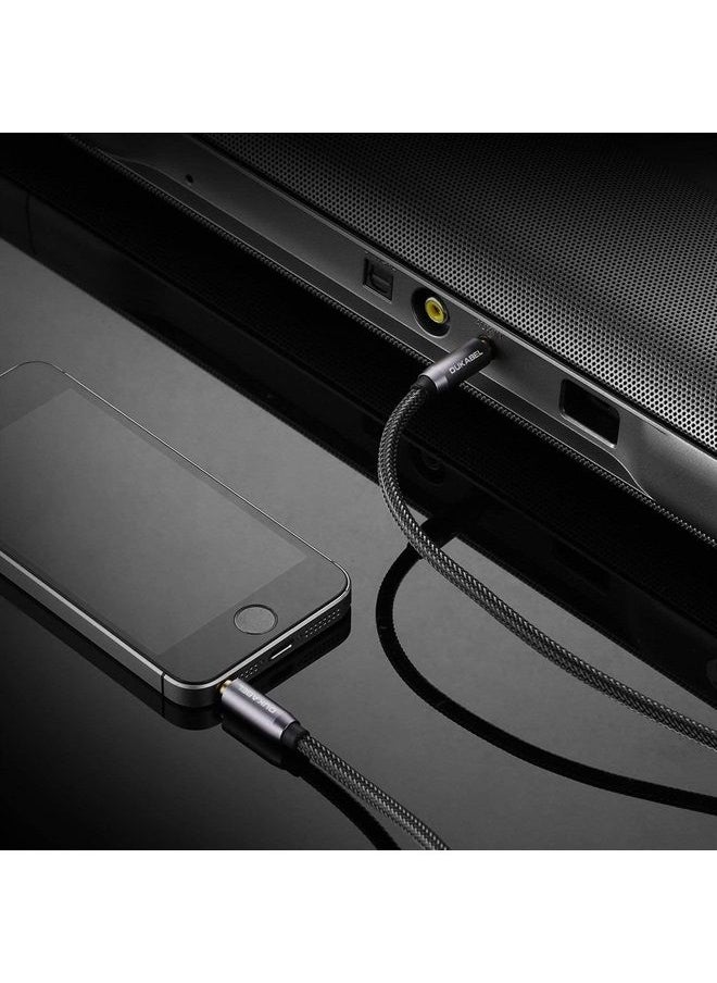 DUKABEL - Top Series Long Audio Cable 16 Feet (5 Meters) - Shielded Aux Cable Cord 3.5mm Male to Male Stereo Auxiliary Cable Cord/Crystal-Nylon Braided / 24K Gold Plated / 99.99% 4N OFC Conductor - Image 1