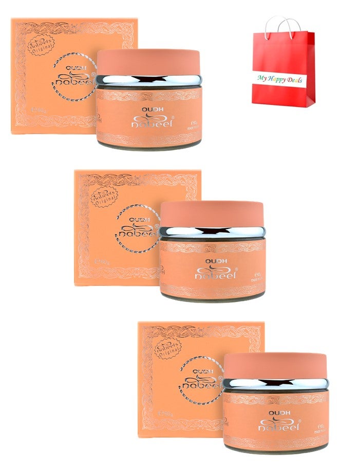 Nabeel Pack of 3 Nabeel Oudh Incense Bakhoor 60 GM Comes with bag - Image 1