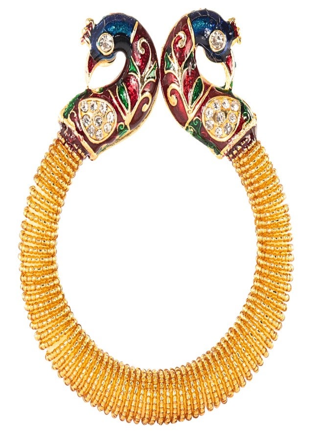 NMII Stylish Acrylic Peacock Design Kada Set For Women & Girls Studded With Zircon Stone | Women Bangle Bracelet | Acrylic Kada For Girls | Fancy Chudi | Wedding & Festive - Pack Of 2 (Gold) - Image 2