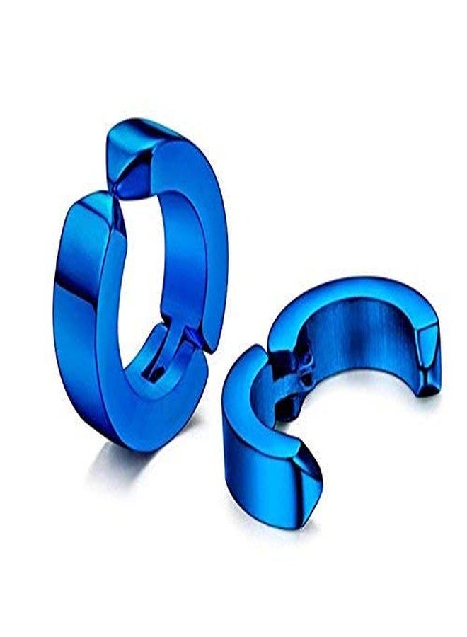 MEENAZ Branded Jewellery Blue Clip-on Press Unisex Stud Non-Piercing Hoop Earrings/Earring for Men/Boys/Boyfriend/ - BALI-M921 - Image 2