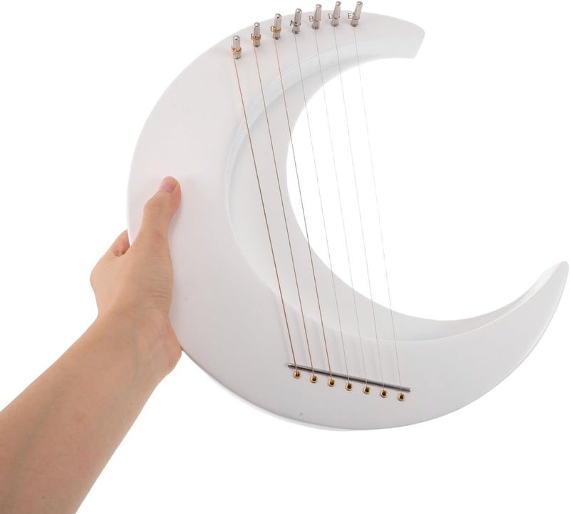 آلة القيثارة الخشبية ذات السبعة أوتار من نوع “Ciieeo Moon Lyre Harp”， مناسبة للمبتدئين، مزودة بمفتاح تعديل وسهلة الحمل، هدية مثالية لتعلم الموسيقى والتدريب أثناء السفر للعشاق. - Image 4