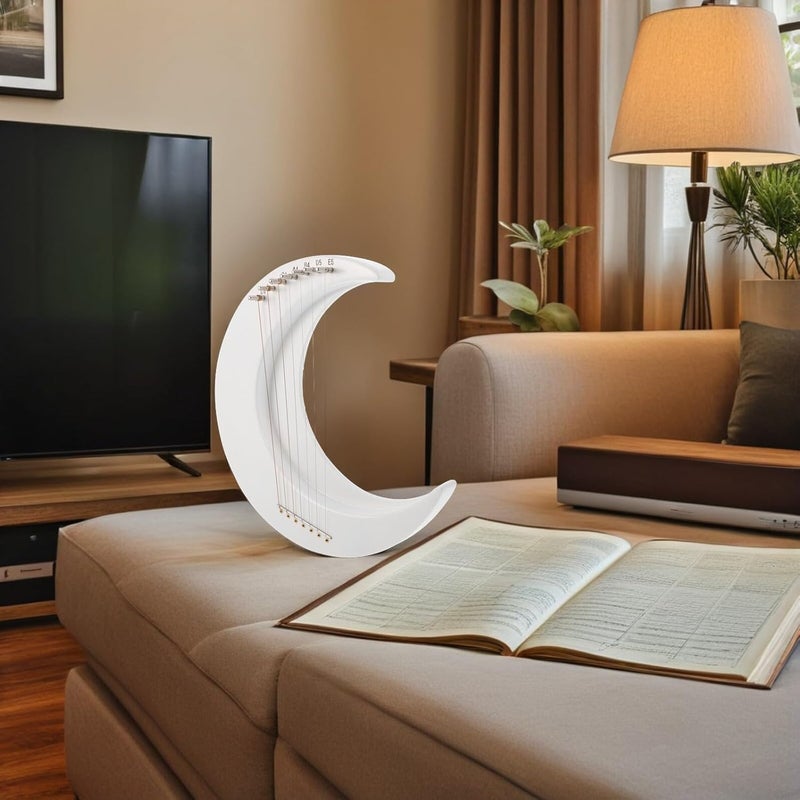 آلة القيثارة الخشبية ذات السبعة أوتار من نوع “Ciieeo Moon Lyre Harp”， مناسبة للمبتدئين، مزودة بمفتاح تعديل وسهلة الحمل، هدية مثالية لتعلم الموسيقى والتدريب أثناء السفر للعشاق. - Image 5