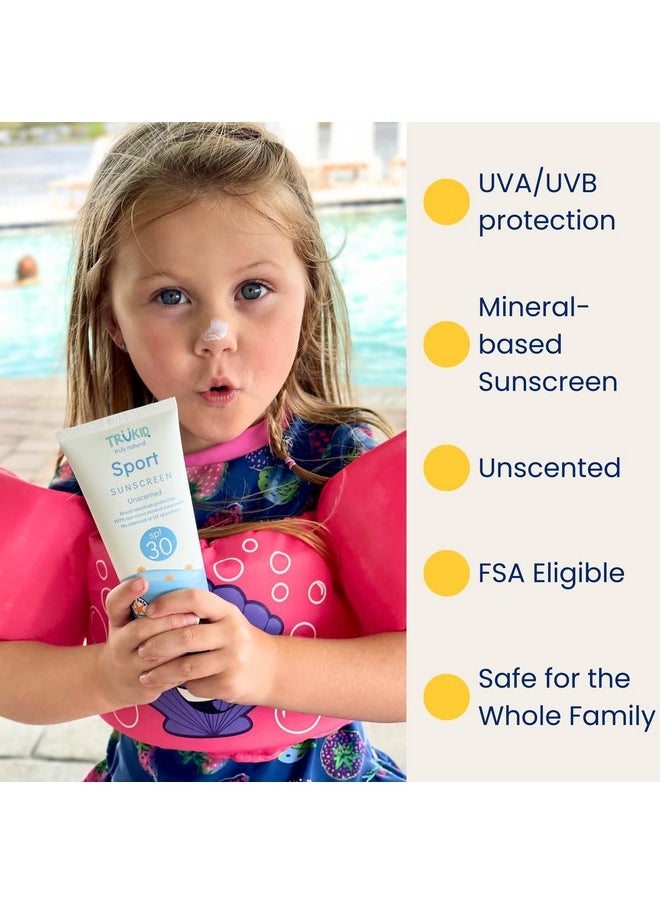 TruKid - Sport Sunscreen Spf 30 Kids & Baby Sunscreen For Face & Body, Reef Safe Sunscreen, Water Resistant, Sunblock Protection For Sensitive Skin, Unscented 3.4Oz - Image 1