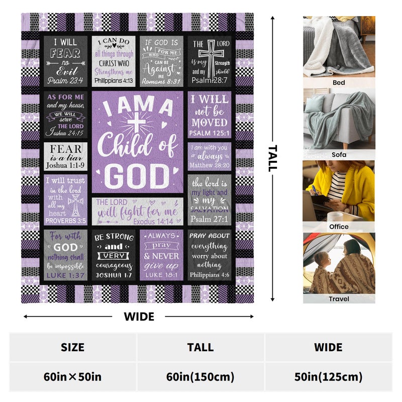 CUJUYO Christian Gifts for Women Blanket 60"x50" - Inspirational Religious Birthday Gifts - Baptism Confirmation Gifts for Girls - Catholic Spiritual Gifts for Women - Bible Verse Christian Blankets - Image 2