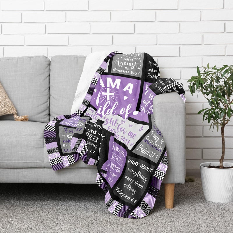 CUJUYO Christian Gifts for Women Blanket 60"x50" - Inspirational Religious Birthday Gifts - Baptism Confirmation Gifts for Girls - Catholic Spiritual Gifts for Women - Bible Verse Christian Blankets - Image 3