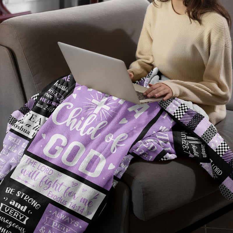 CUJUYO Christian Gifts for Women Blanket 60"x50" - Inspirational Religious Birthday Gifts - Baptism Confirmation Gifts for Girls - Catholic Spiritual Gifts for Women - Bible Verse Christian Blankets - Image 4