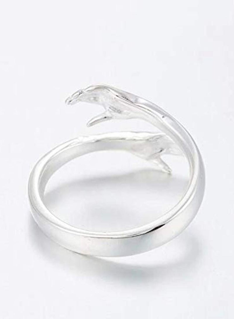 SOLARAE Adjustable Hug Rings for Women Girls Silver Hugging Hands Jewelry - Image 1