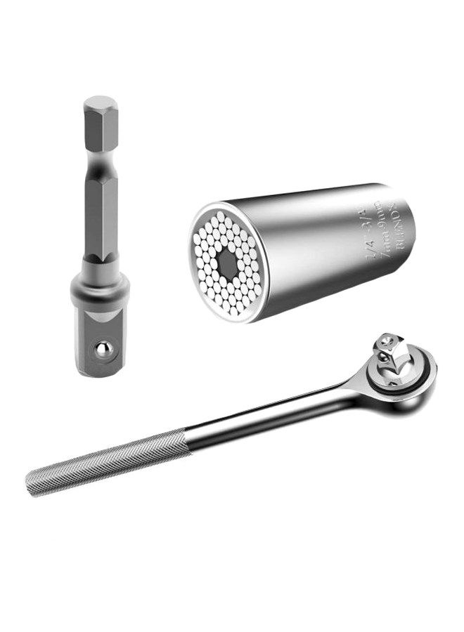 NIBEMINENT 3-Piece Multifunctional Gator Grip Hand Tool Set Silver 20x20x20cm  - Image 1