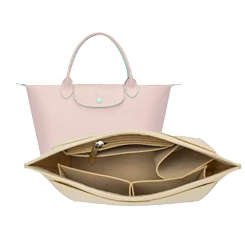 D.DUO Purse Organizer, Multi-Pocket Felt Handbag Organizer, Folding Tote Bag organizer insert for Insert Wallet Organizer Suitable for Longchamp (Beige, Small) - Image 1