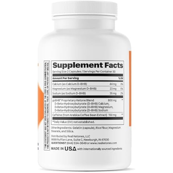 Real Ketones كبسولات كيتو BHB الأملاح - كبسولات BHB بالصوديوم والكالسيوم والمغنيسيوم مع الكافيين و goBHB المسجلة كعلامة تجارية - مكمل كيتونات خارجية لتعزيز الطاقة والتركيز والكيتوزية - Image 3