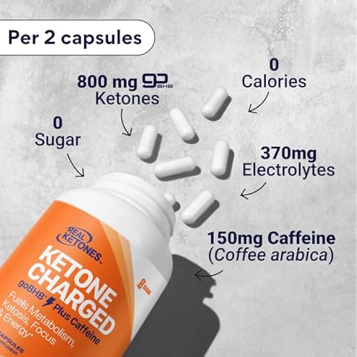 Real Ketones كبسولات كيتو BHB الأملاح - كبسولات BHB بالصوديوم والكالسيوم والمغنيسيوم مع الكافيين و goBHB المسجلة كعلامة تجارية - مكمل كيتونات خارجية لتعزيز الطاقة والتركيز والكيتوزية - Image 5