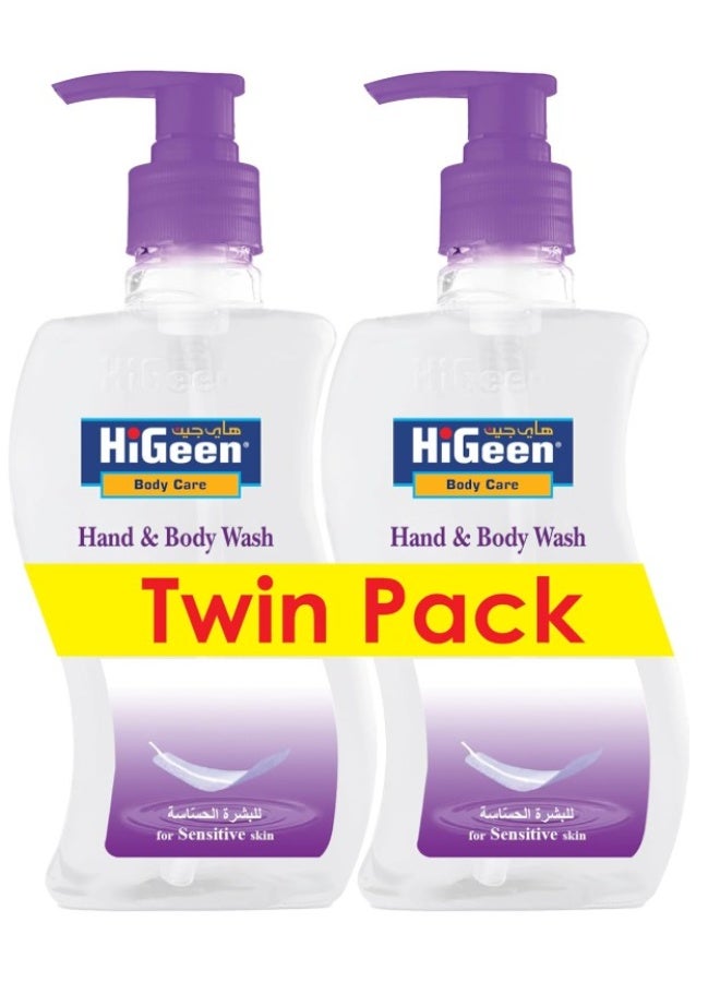 HiGeen Antiseptic Hand & Body Wash With Pump Wavy Sensitive 500 ml (Twin Pack) - Image 1