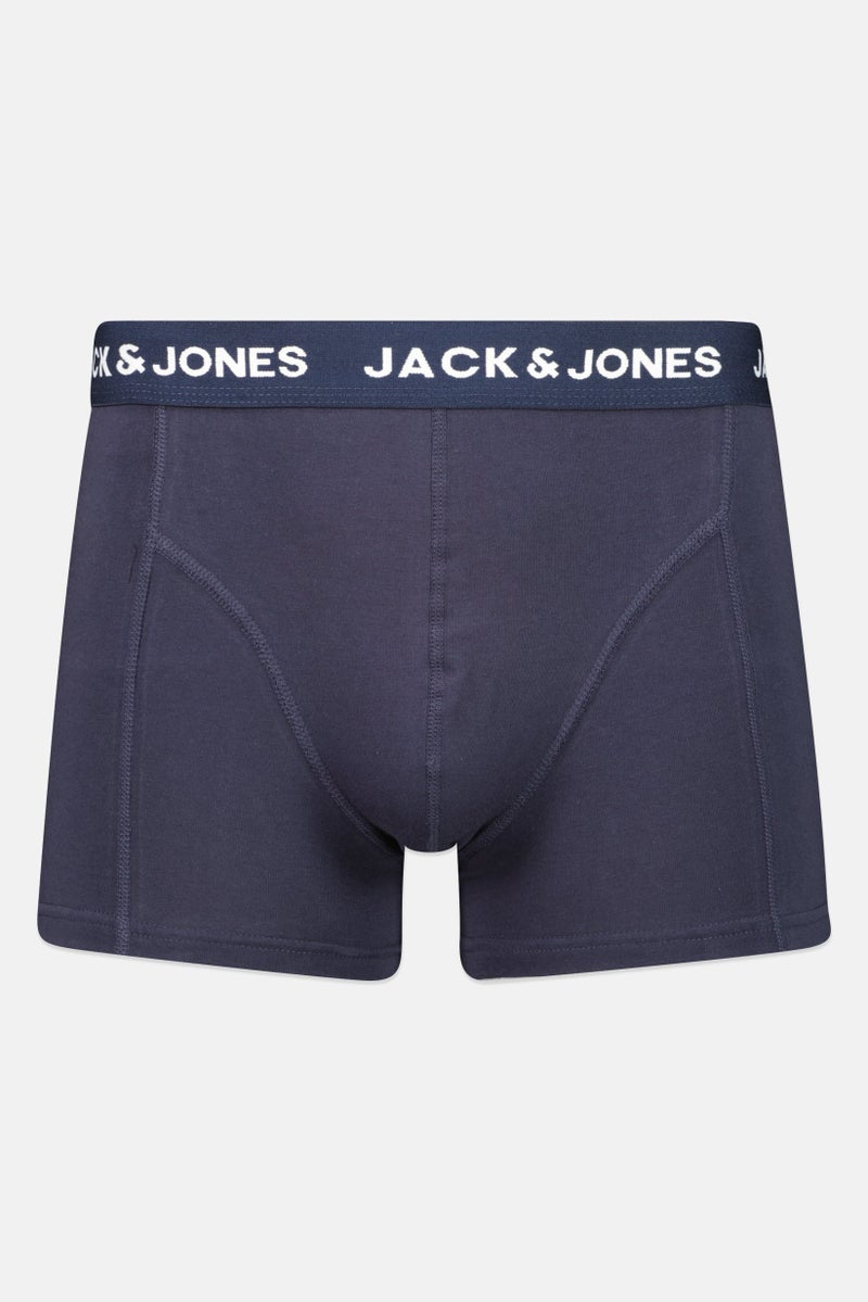 Jack Jones Men 3 Pcs Brand Logo Trunks, Dark Navy  - Image 3