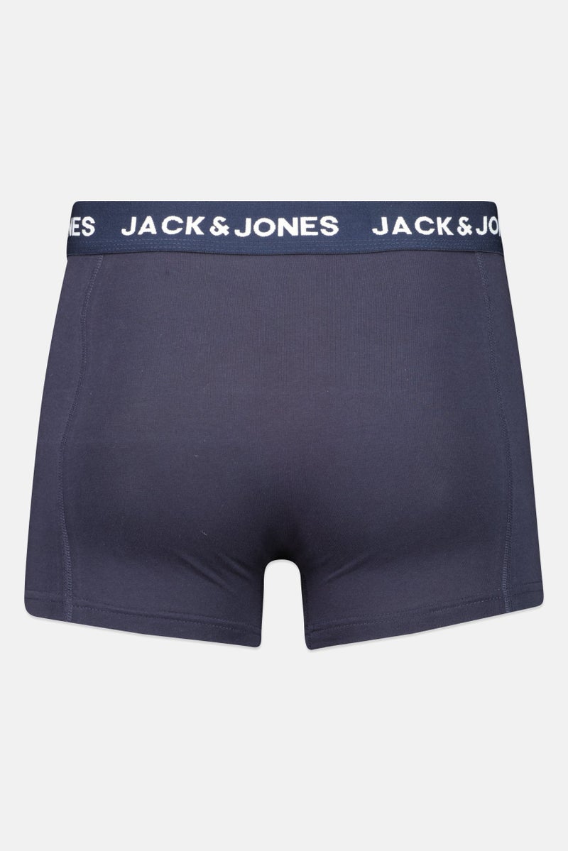 Jack Jones Men 3 Pcs Brand Logo Trunks, Dark Navy  - Image 2