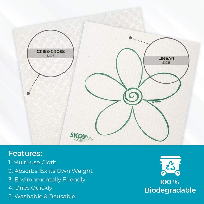 Skoy Cloth  4-Pack Versatile Swedish Dishcloths For Kitchen And Household Use  Reusable Cleaning Cloths  Planet-Friendly  Dishwasher And Dryer-Safe  White - Image 3