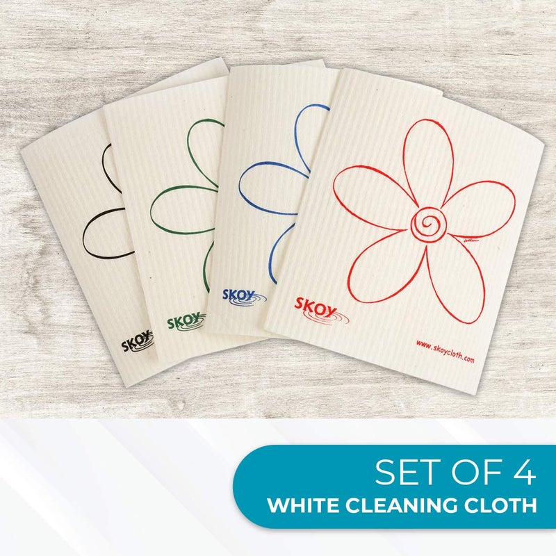 Skoy Cloth  4-Pack Versatile Swedish Dishcloths For Kitchen And Household Use  Reusable Cleaning Cloths  Planet-Friendly  Dishwasher And Dryer-Safe  White - Image 2