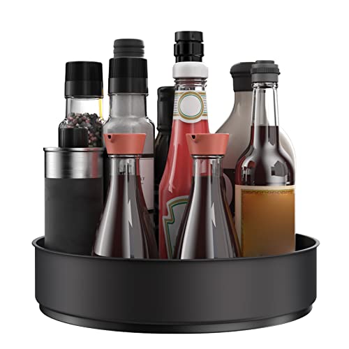 VAEHOLD Lazy Susan Stainless Steel Spice Rack Turntable for Pantry Cabinet - Decorative Trays Storage Containers Organizer for Kitchen Cabinet, Snacks, Bathroom (7 1/2 inches) (7 1/2'' Black) - Image 1