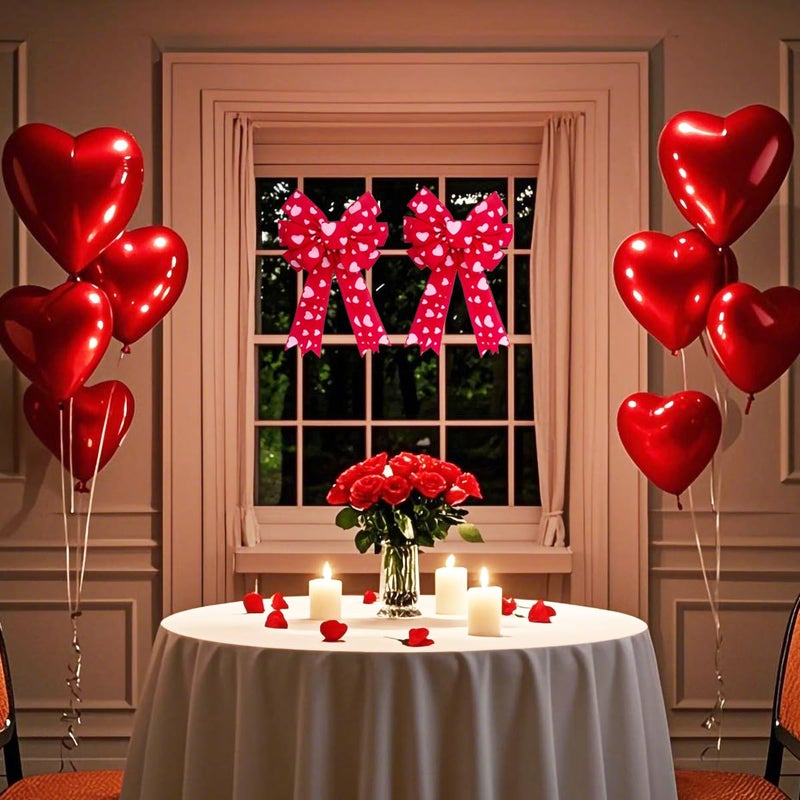 Voeveca Large 11.8"x25" Red Valentine Tree Topper Bow with Pink Heart Decor - Ideal for Weddings & More Occasions (1, Valentines Bows) - Image 4