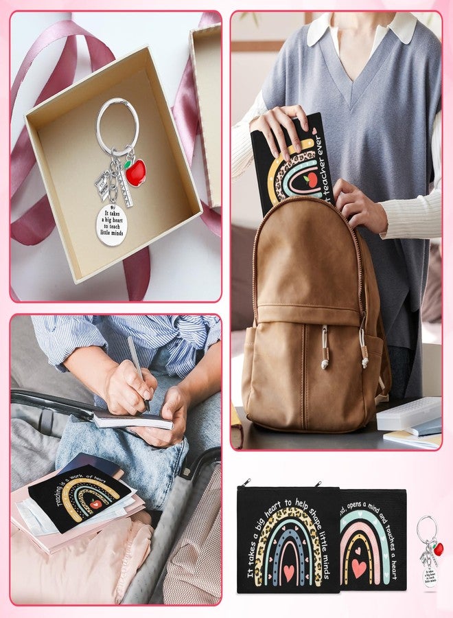 Sophena 6 Pcs Teacher Appreciation Gifts in Bulk Teacher Makeup Bags for Women 6 Styles Canvas Pencil Bags Travel Toiletry Case with Zipper Gift for Teacher's Day Graduation Back to School - Image 4