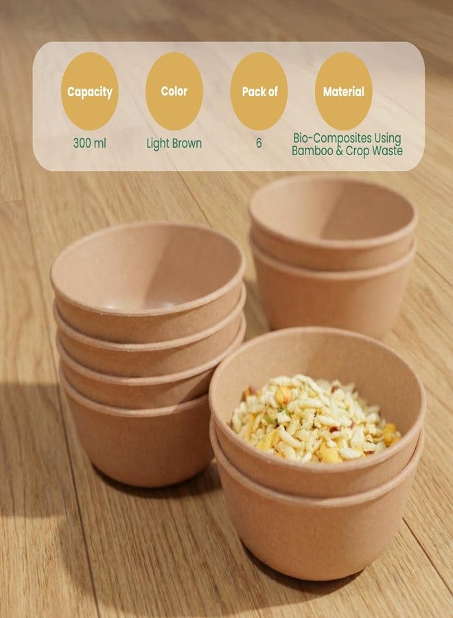 Pacing Grass Bowl Set of 6 | 300 ml | Soup Bowl | Dessert Bowls | Microwave Safe Multipurpose Bowl | Eco-Friendly Bamboo Bio-Composite | Ice-Cream Bowl | Serving Bowl | Dinner Bowls - Image 2