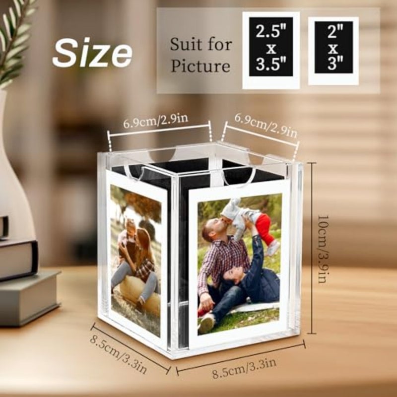 إطار أكريليك، إطار أكريليك صغير للصور مقاس 3×4 إطار صورة شفاف لديكور المنزل والمكتب، حامل عرض صور صغير لعرض صور صغيرة مقاس 3 بوصات، حامل أقلام صور شفاف - Image 2