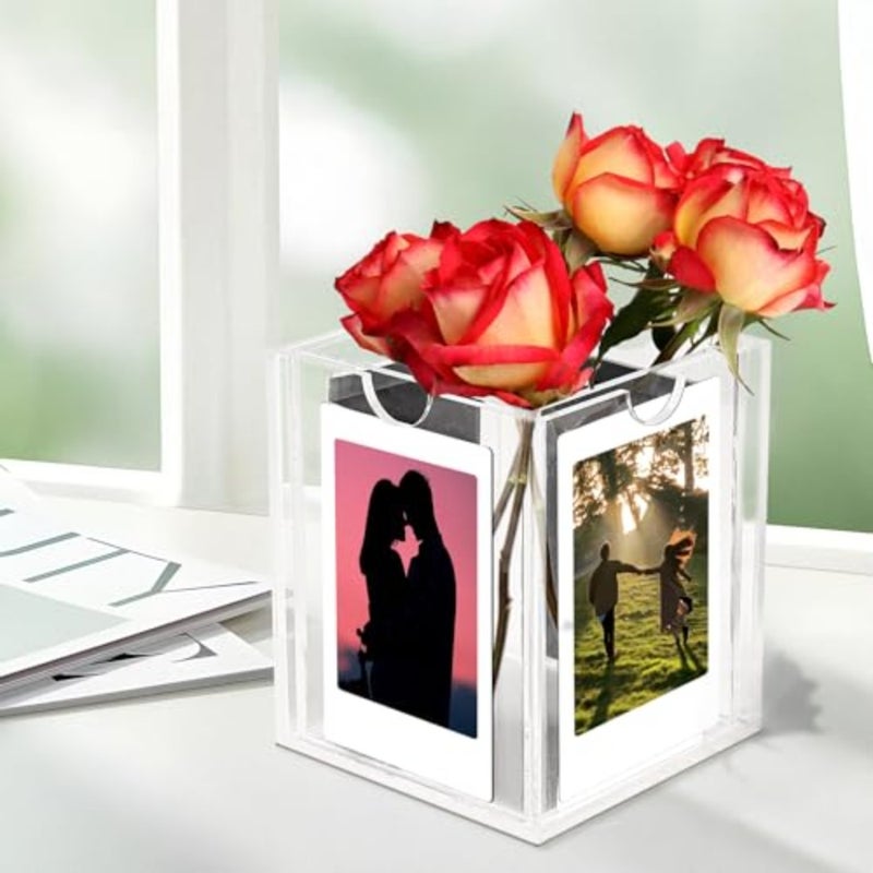 إطار أكريليك، إطار أكريليك صغير للصور مقاس 3×4 إطار صورة شفاف لديكور المنزل والمكتب، حامل عرض صور صغير لعرض صور صغيرة مقاس 3 بوصات، حامل أقلام صور شفاف - Image 5