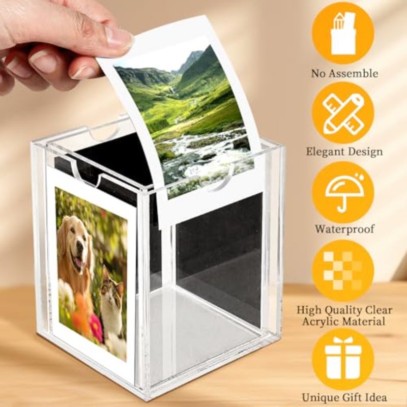 إطار أكريليك، إطار أكريليك صغير للصور مقاس 3×4 إطار صورة شفاف لديكور المنزل والمكتب، حامل عرض صور صغير لعرض صور صغيرة مقاس 3 بوصات، حامل أقلام صور شفاف - Image 3