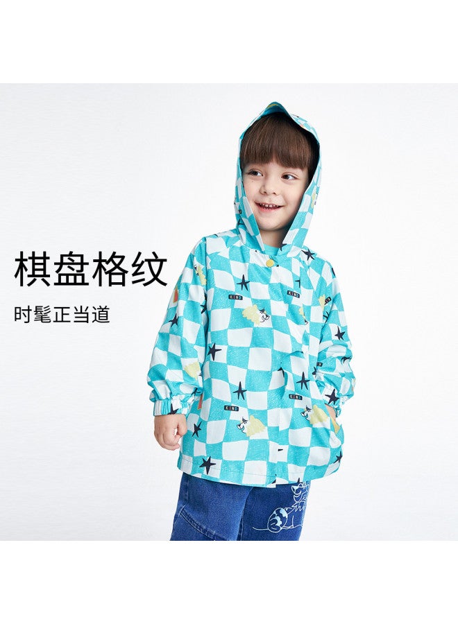 Annil Kids Boys' Spring/autumn Checkered Print Hooded Jacket - Trendy, Cool Cartoon Style With Adorable Charm - Image 2