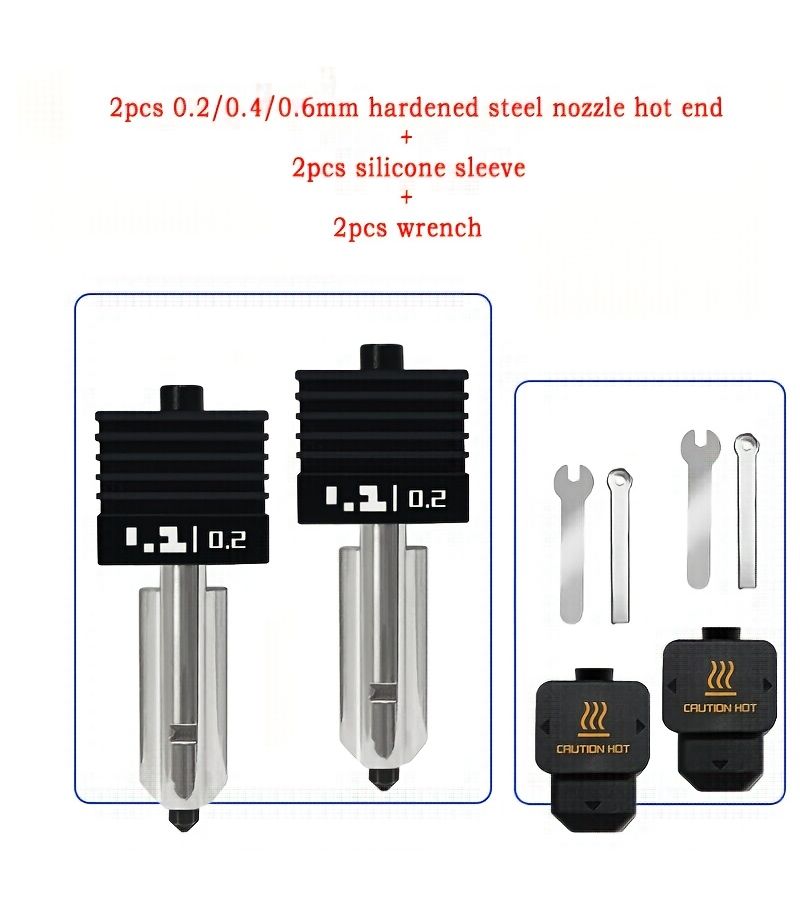 طقم رأس التسخين H2 Series 0.6mm مع فوهتين من الفولاذ المقوى، قطع غيار طابعة ثلاثية الأبعاد - Image 1